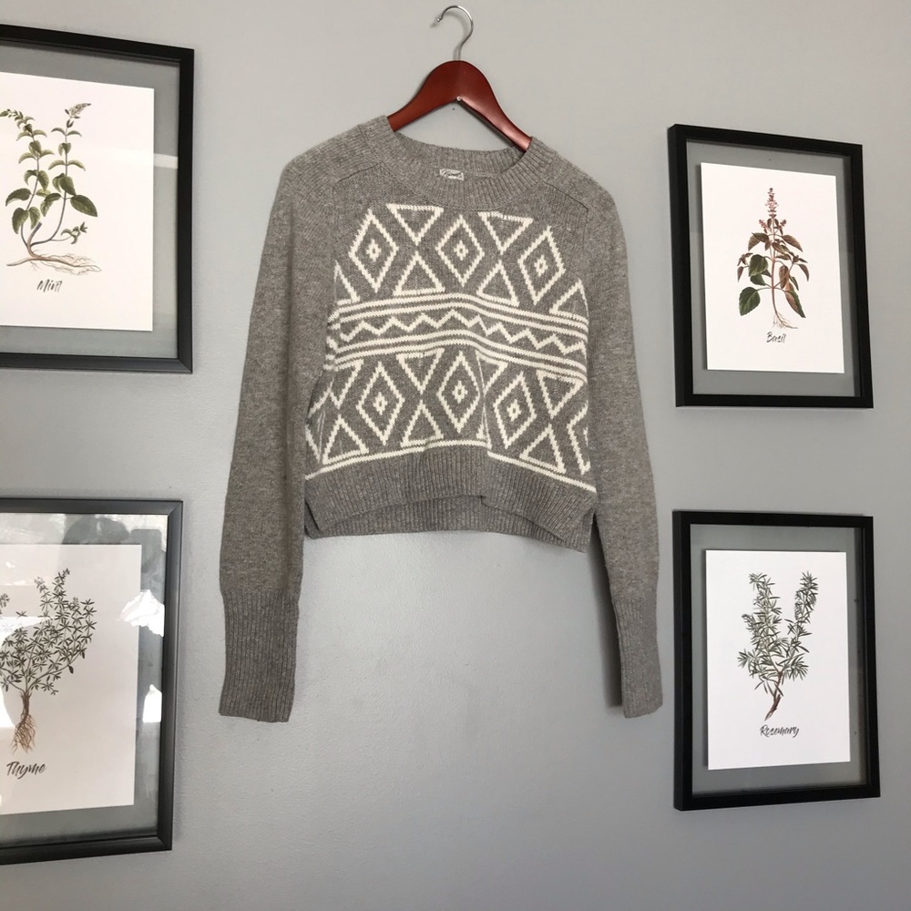 Kismet Charcoal and Ivory Patterned Sweater
